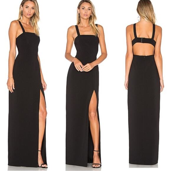 REVOLVE Lovers + Friends Soul Maxi Dress Square Neck Cut-Out Backless Gown Black - Picture 4 of 16